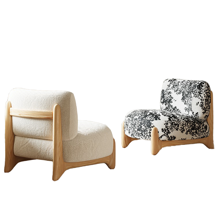 Home Office Furniture Sets - Fabric Single Armchair Beige Velvet Leisure
