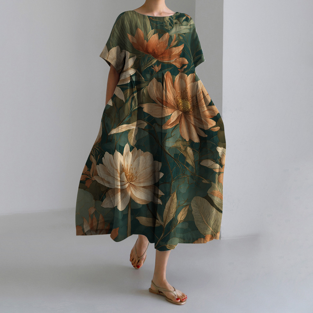 Home Office 2024 - 2024 Vintage Floral Elegant Women's Plus