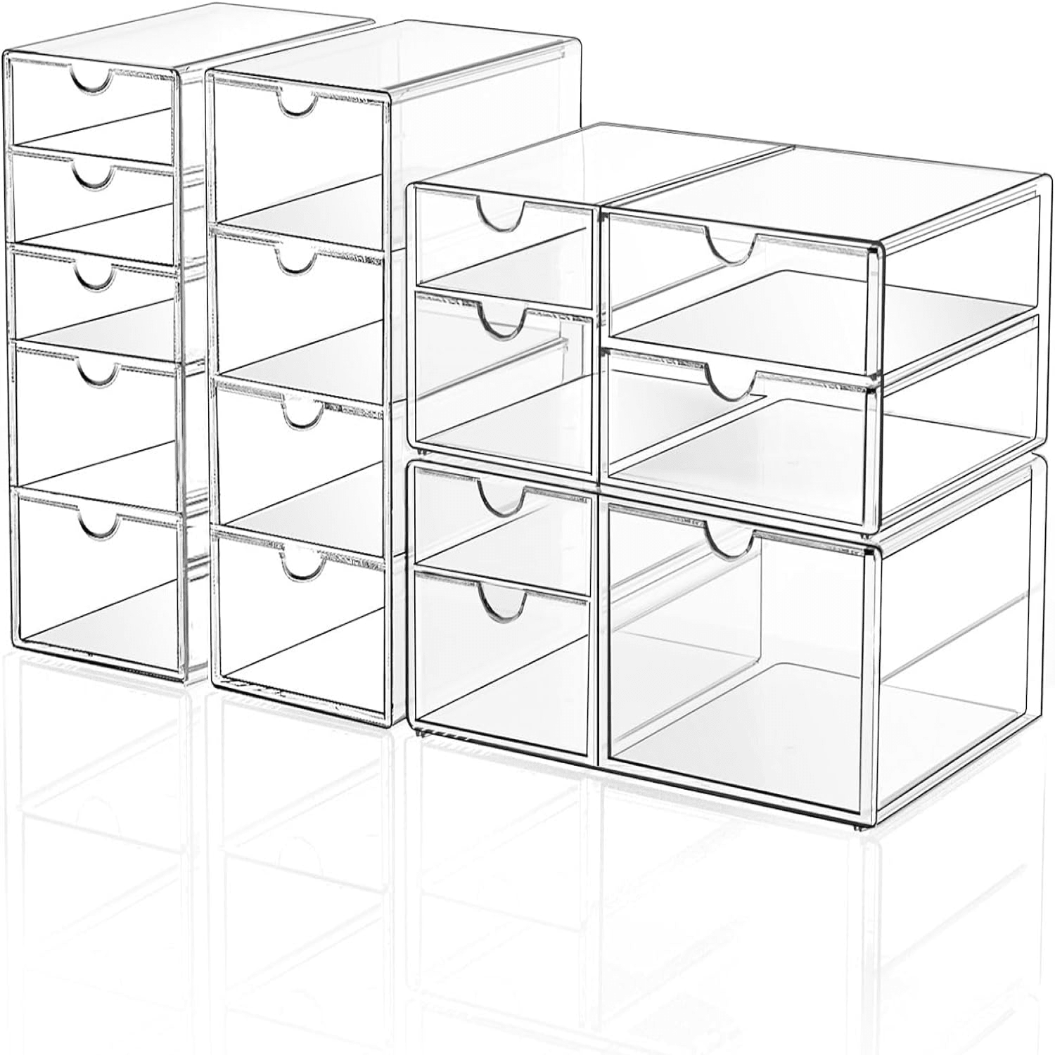 Office Drawer Organizer - 16-Drawer Acrylic Makeup Organizer with Dustproof