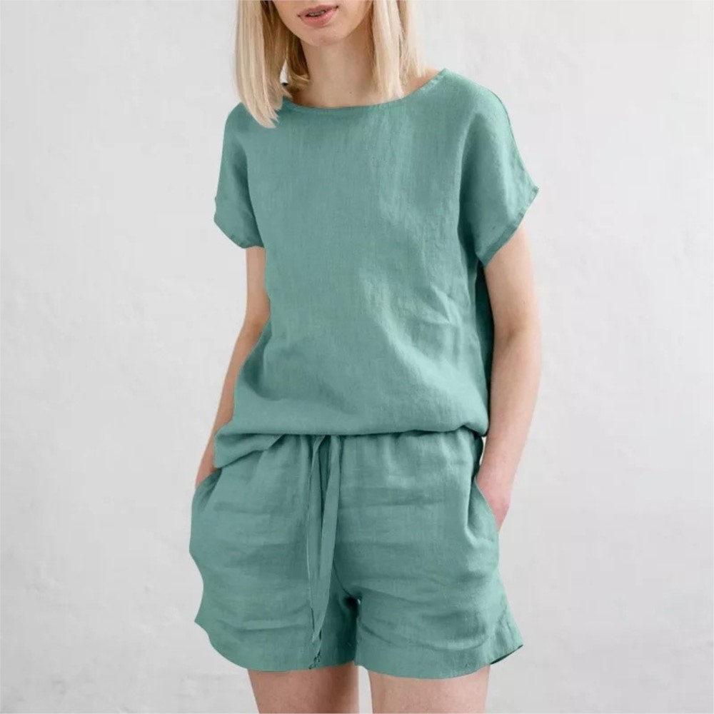 Home Office 2024 - Casual Solid Color Short Sets For