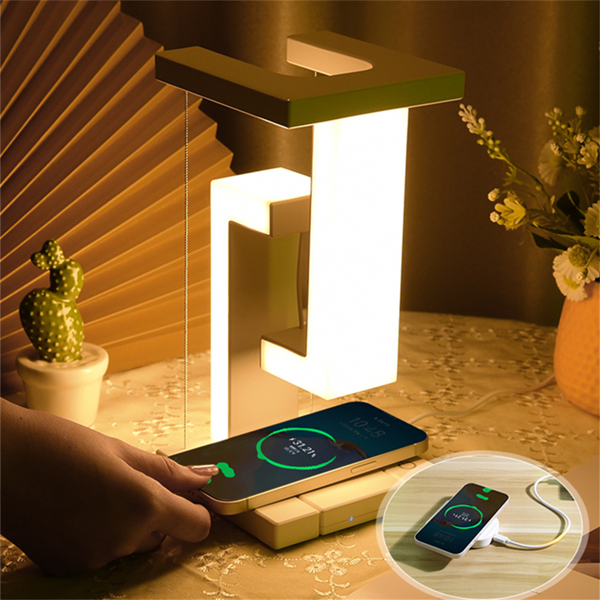 Desk Charging Station - Floating Desk Lamp With Wireless Charger,