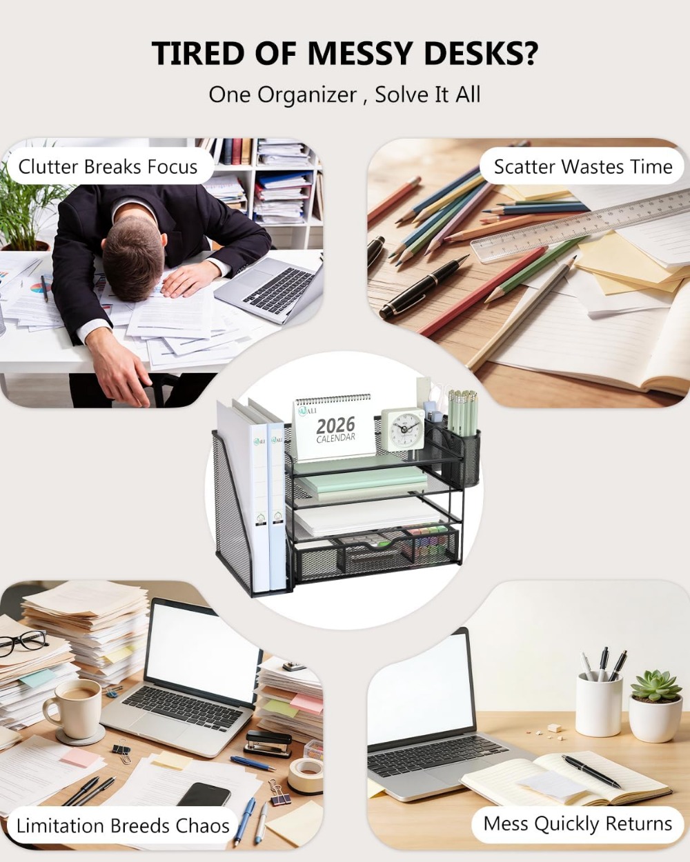 4-Tier Desktop File Organizer  - Office Drawer Organizer review and price