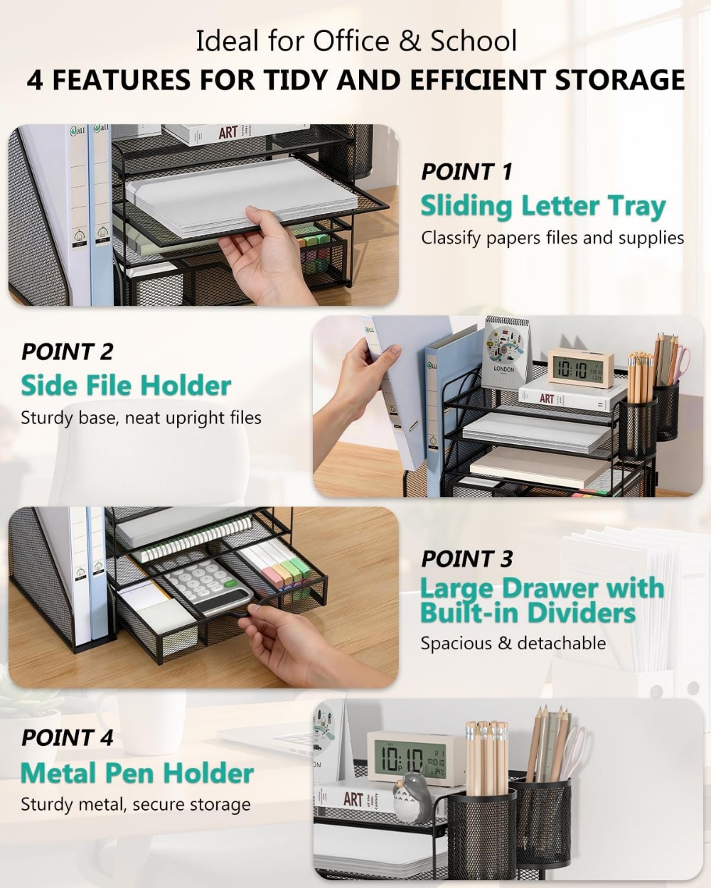 4-Tier Desktop File Organizer  - Office Drawer Organizer review and price