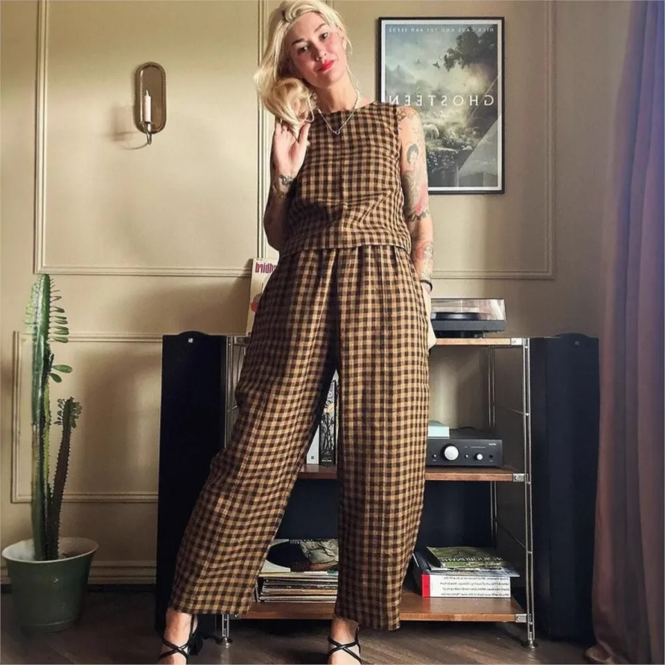 Fashion Printed Plaid Sleevele - Home Office 2024 review and price