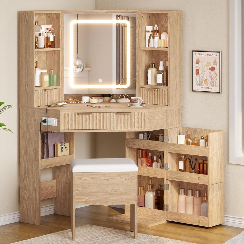 BTHST Vanity Desk with Lights  - Desk Charging Station review and price