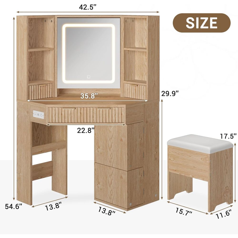 BTHST Vanity Desk with Lights  - Desk Charging Station review and price