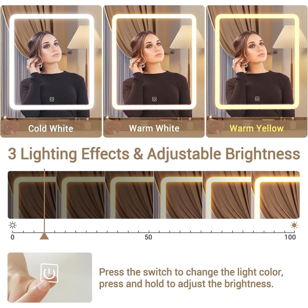BTHST Vanity Desk with Lights  - Desk Charging Station review and price