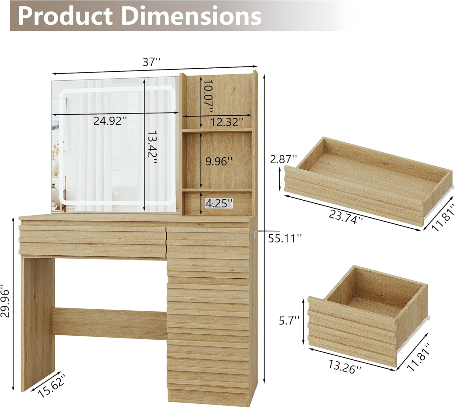 Bedroom Vanity Desk Set in Oak - Desk Charging Station review and price