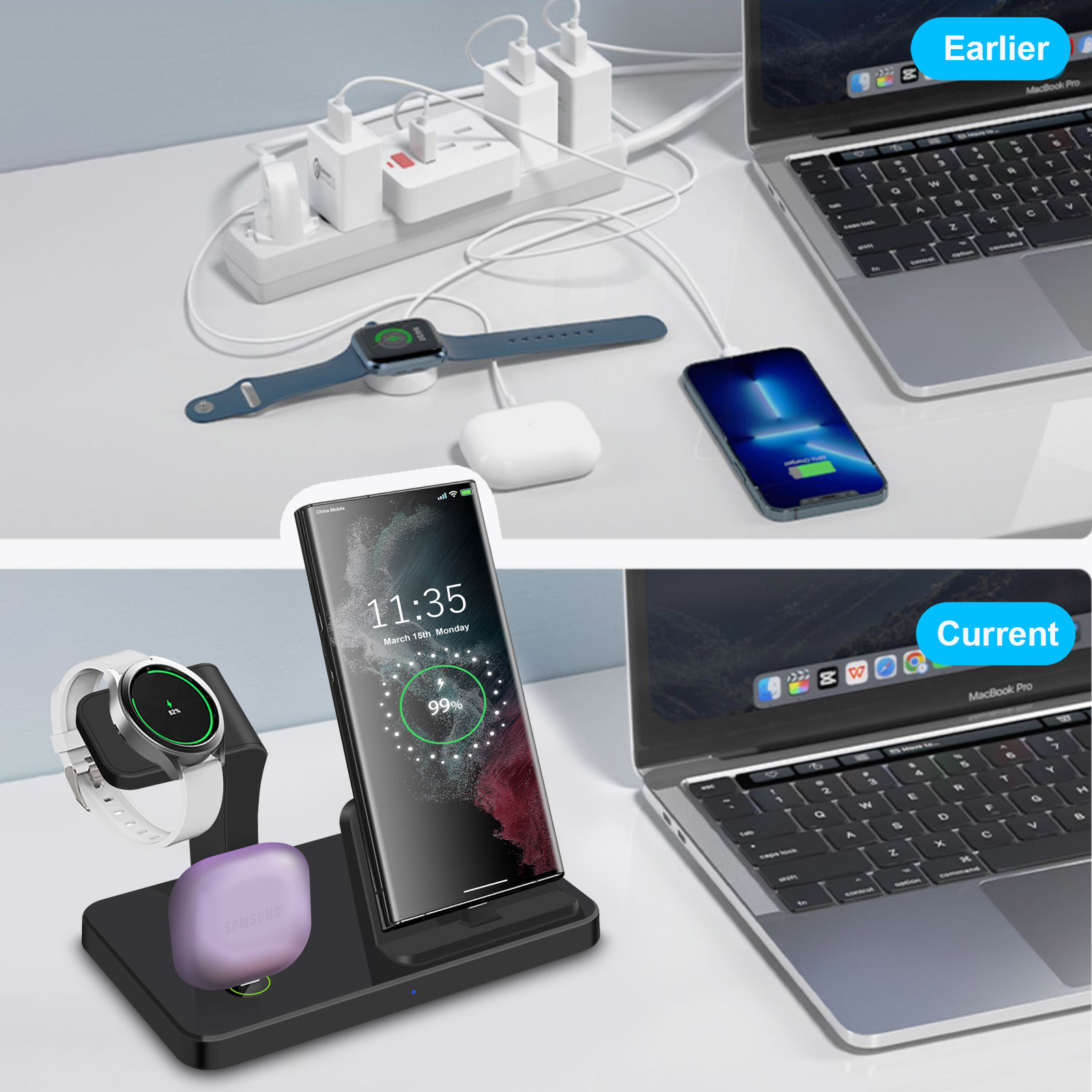 Desk 3 in 1 Type C Port Wirele - Desk Charging Station review and price