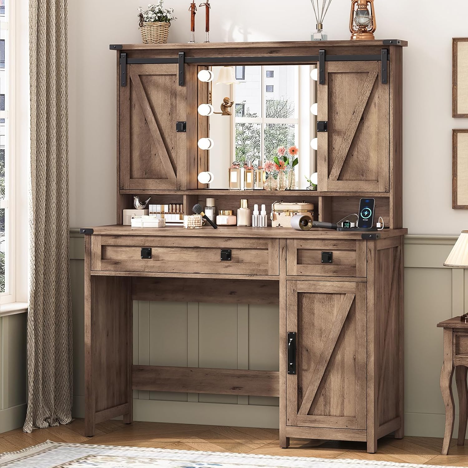 Farmhouse Bedroom Vanity Desk  - Desk Charging Station review and price