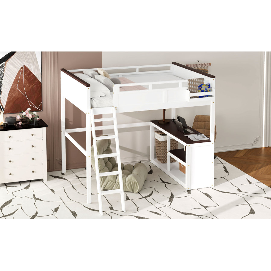 Queen Size Loft Bed with Desk, - Desk Charging Station review and price
