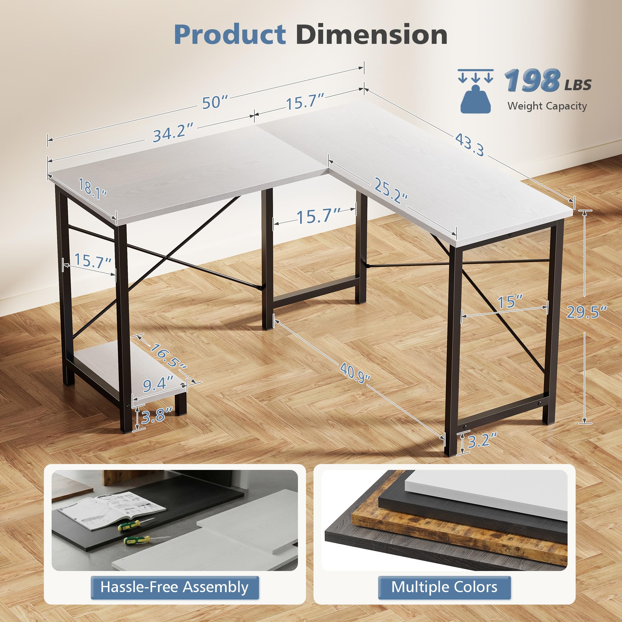 JHK 50 Inch L Shaped Desk Comp - Home Office Work Table review and price