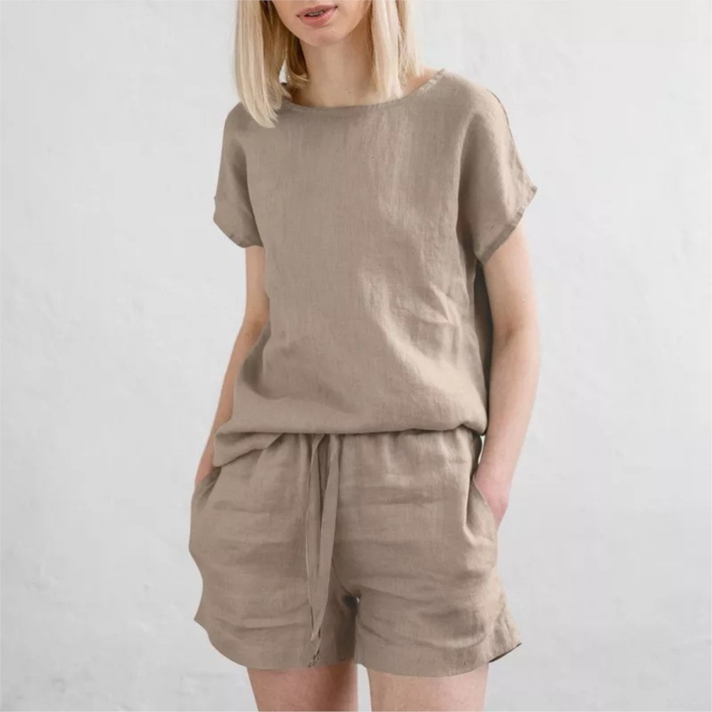 Casual Solid Color Short Sets  - Home Office 2024 review and price
