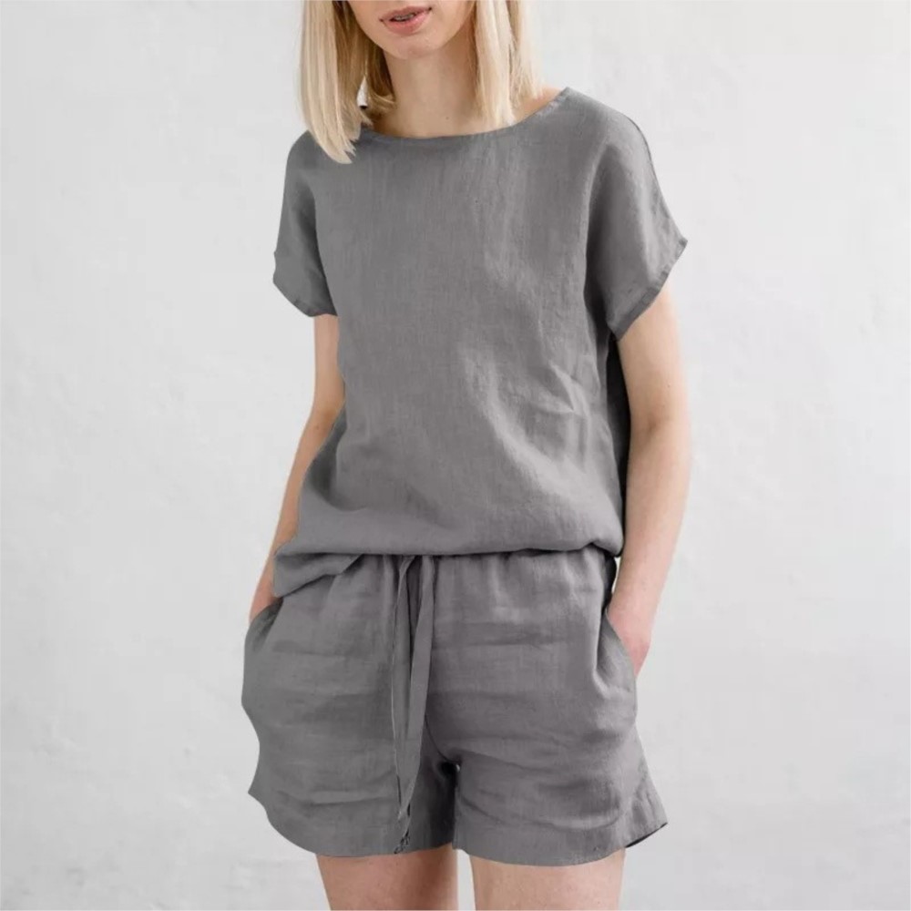 Casual Solid Color Short Sets  - Home Office 2024 review and price