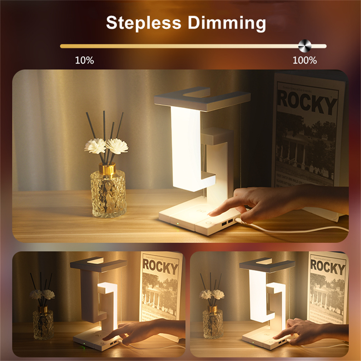 Floating Desk Lamp With Wirele - Desk Charging Station review and price