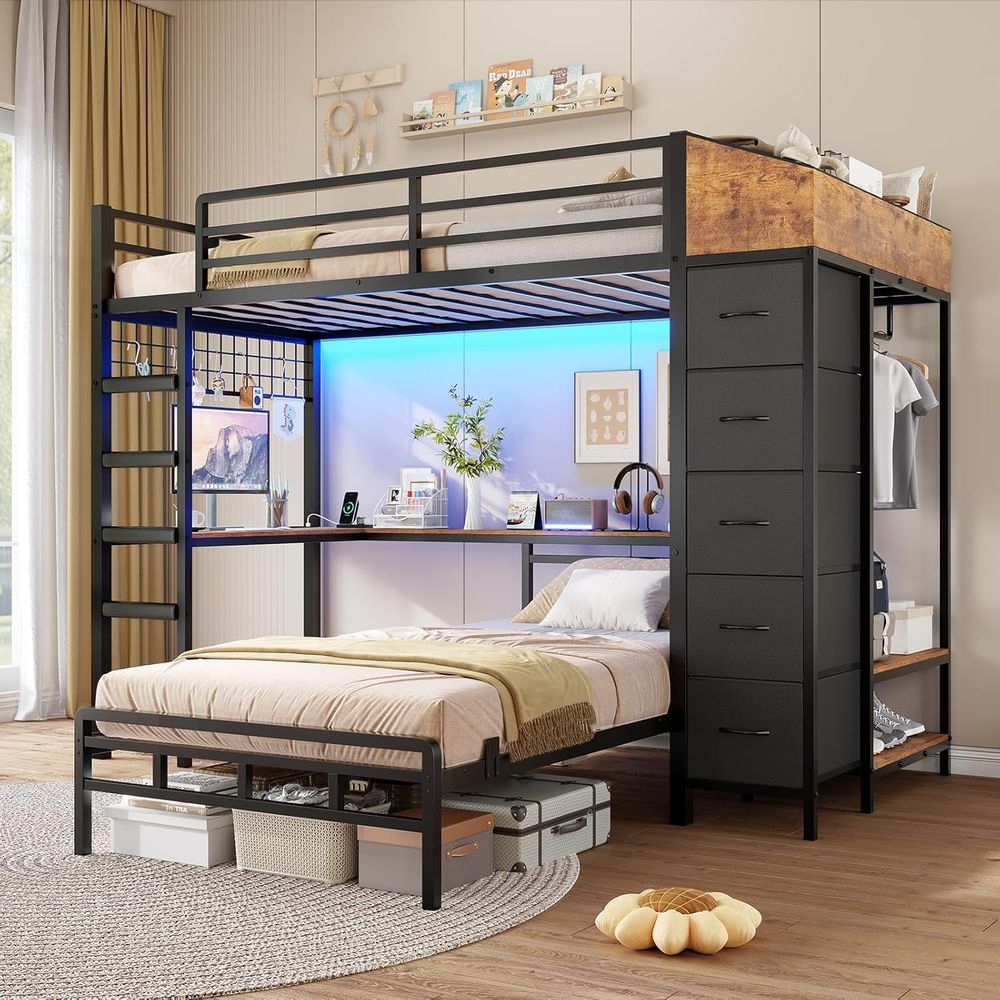 Twin Over Twin Bunk Bed with H - Desk Charging Station review and price