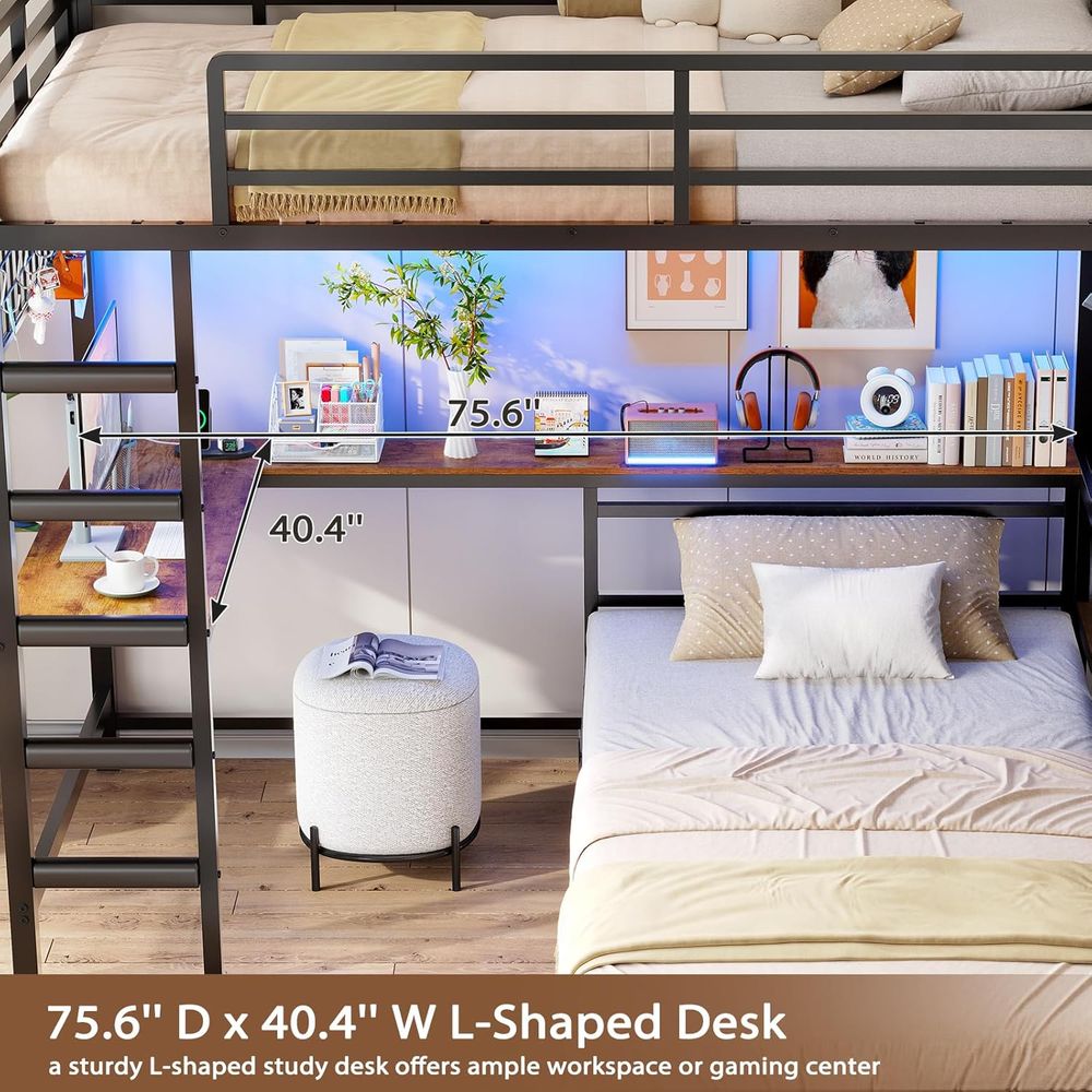 Twin Over Twin Bunk Bed with H - Desk Charging Station review and price